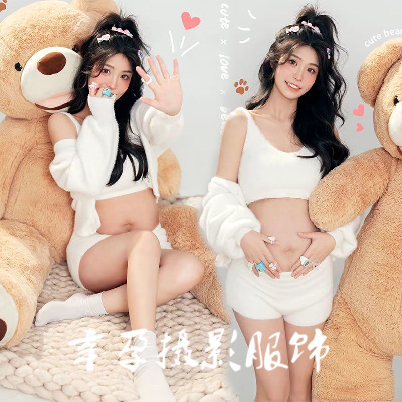 新款影楼孕妇拍照服装兔年主题可爱清新大肚孕妈写真艺术摄影衣服