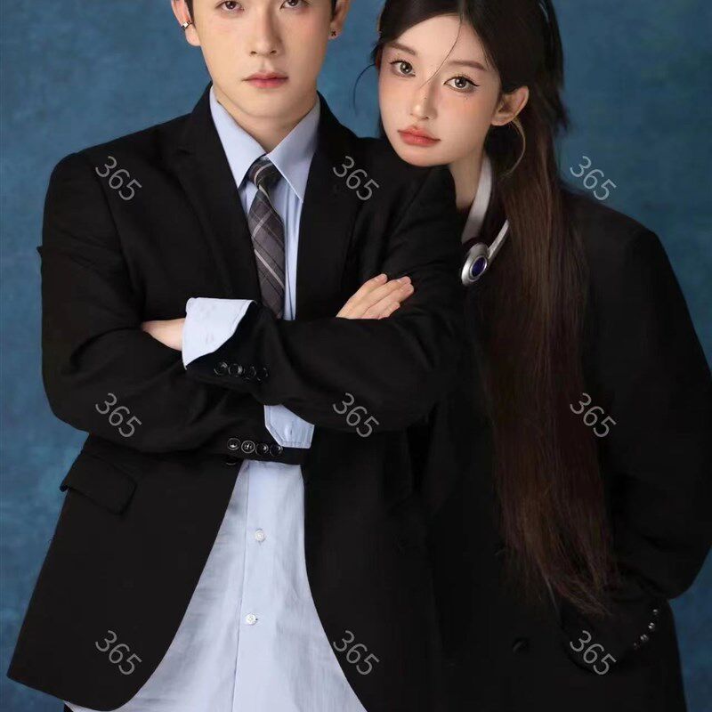 影楼美式证件照甜酷风情侣主题拍照服校园学院风毕业季摄影服装