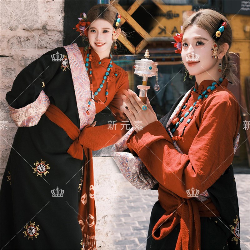 照相馆新款藏袍西藏民族风改良款写真藏袍旅拍民族公主拍照拍摄服