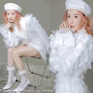 影楼杂志风主题韩系纯欲少女时尚潮拍西服画报拍照写真艺术摄影服