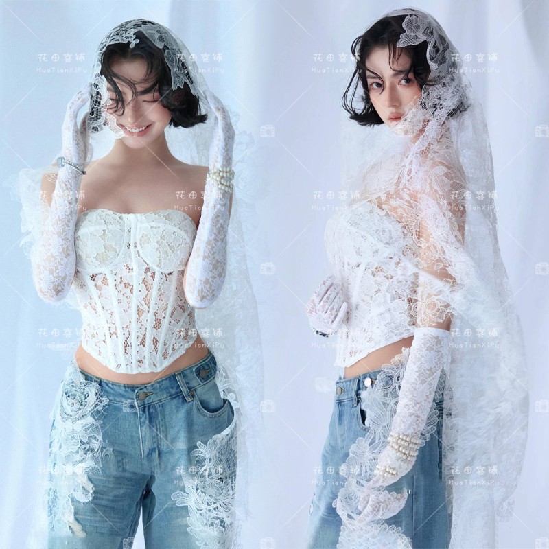 2025新款影楼法式高级感主题牛仔少女私房个人肖像艺术照摄影服装