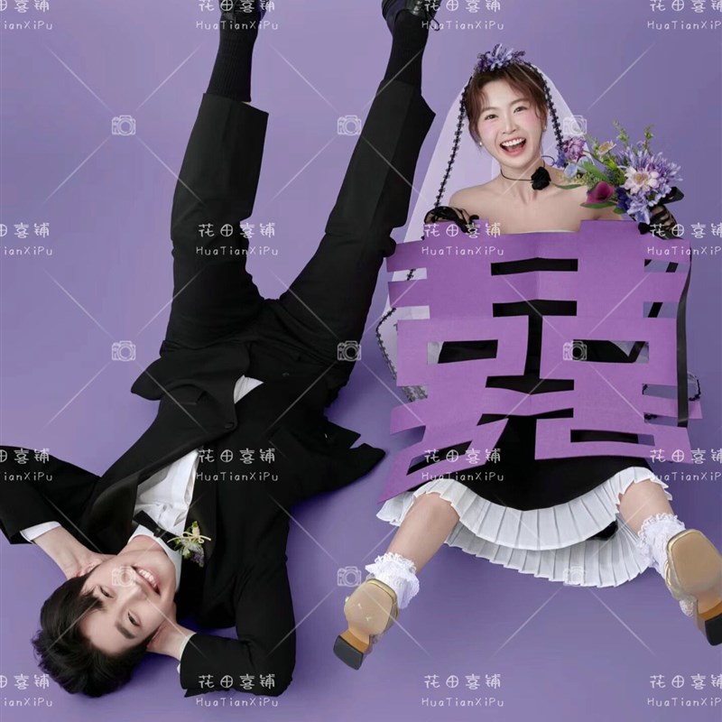 照相馆情侣新款明星同款喜嫁风复古礼服小众时尚高级感婚纱照服装