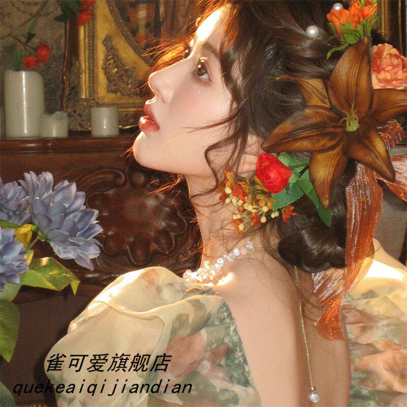 影楼主题个人写真衣服复古油画风小清新文艺少女碎花裙艺术照服装