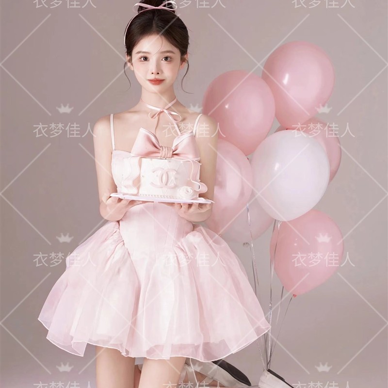 影楼新款韩系画报风生日主题写真个性甜美芭蕾少女艺术照摄影服饰