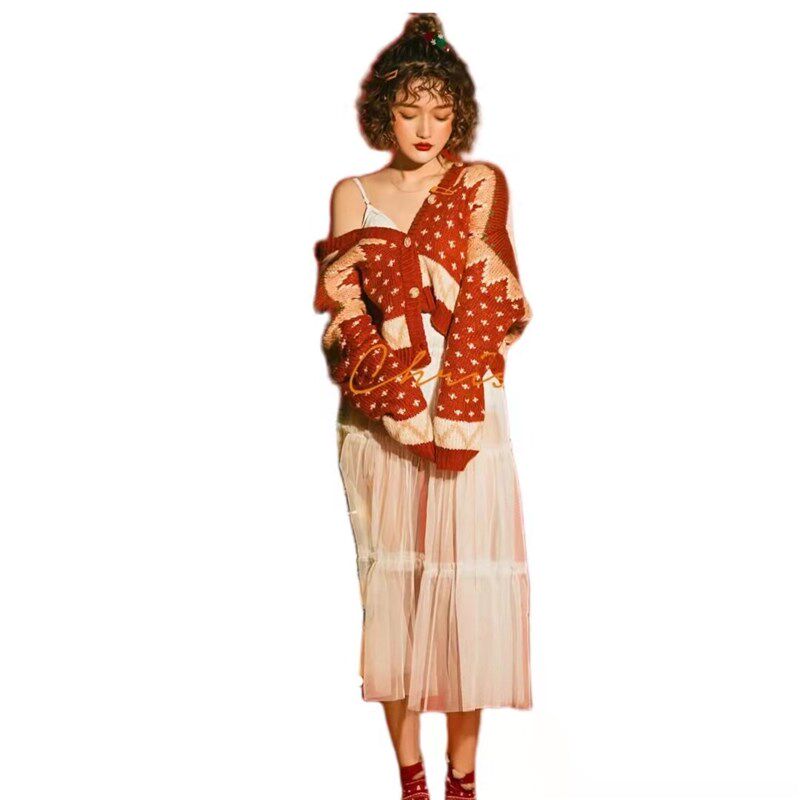 2023新款圣诞主题毛衣写真服装时尚个性女孩艺术照新年照摄影服饰