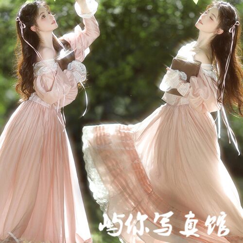 照相馆新款早春阳光少女感粉色甜美清纯艺术小清新写真照摄影舞台
