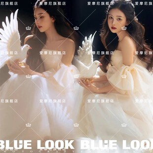 影楼拍照法式光影少女写服装温柔唯美公主风白月光艺术照摄影婚纱