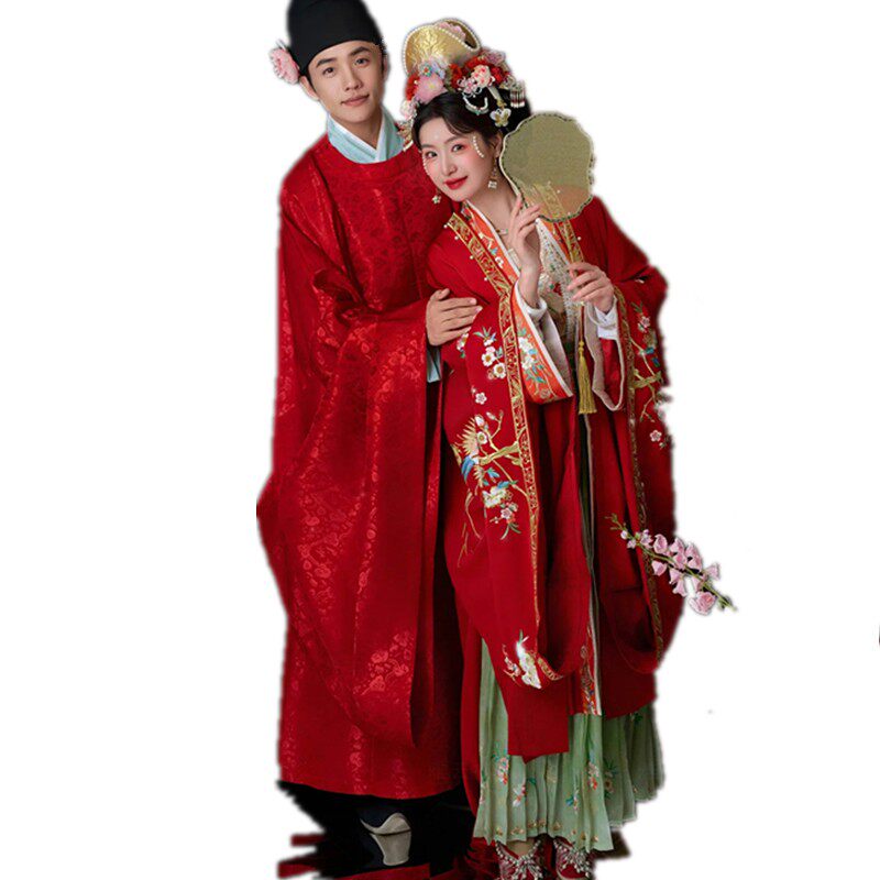 新款宋制汉服中式婚服结婚重工刺绣喜嫁情侣套装影楼拍照主题服装