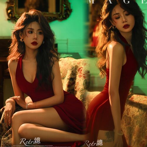 照相馆新款主题服装复古港风少女私房艺术照唯美纯欲风拍照摄影服