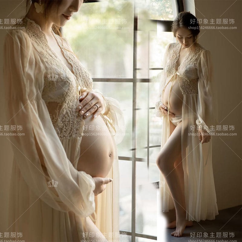 孕妇拍照服装影楼新款大肚孕妈唯美超仙性感蕾丝纱裙孕妇摄影服装