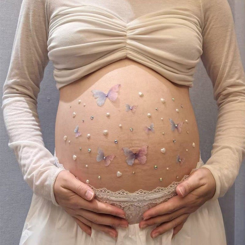 孕妇照拍摄道具居家大肚子紫幻彩蝴蝶水晶钻贴纸装饰钻石贴孕肚贴,孕妇装/孕产妇用品/营养,影楼服装,淘宝优惠券,粉丝福利购,淘宝优惠卷