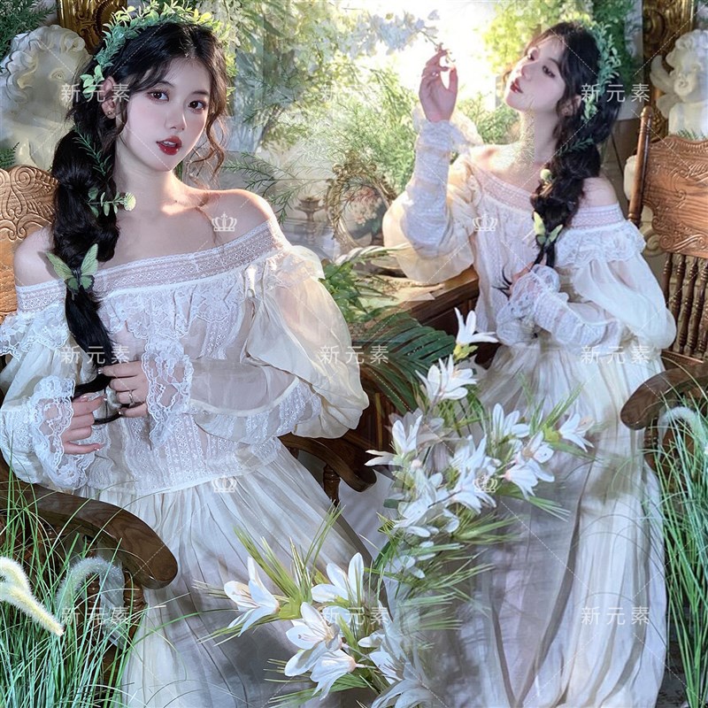 影楼春日新款拍照法式油画风氛围感少女森系写真拍艺术照摄影服装