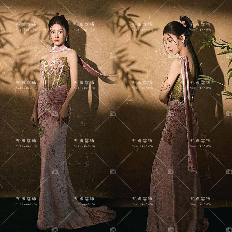 新款照相馆清冷感新中式复古风写真服装时尚御姐礼服艺术照摄影服