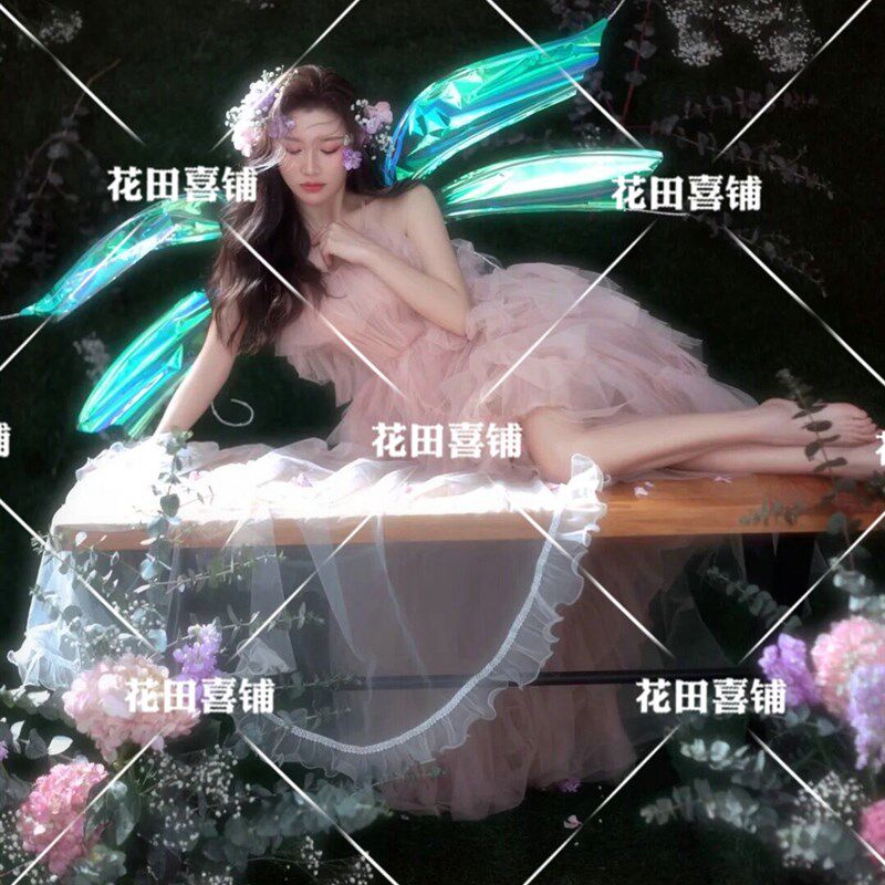 影楼婚纱主题梦幻森系精灵女神粉色系纱裙写真私房艺术照摄影服装