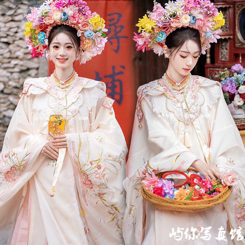 泉州浔埔女簪花明制汉服古装写真服装复古旗袍民族风外景旅拍摄影