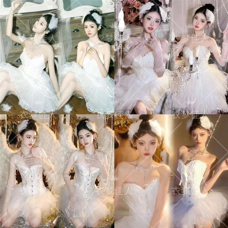 碎钻白天鹅芭蕾舞公主风写真短裙影楼新款少女个人艺术照摄影服装