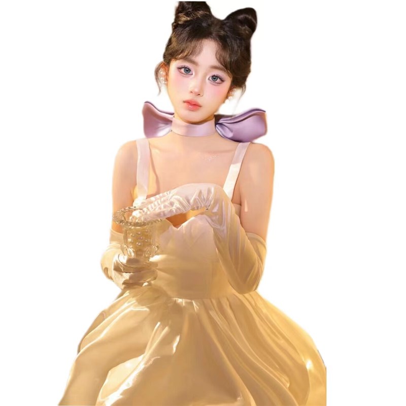 影楼新款汤姆猫主题生日纯欲风法式吊带礼服裙氛围感写真摄影服装