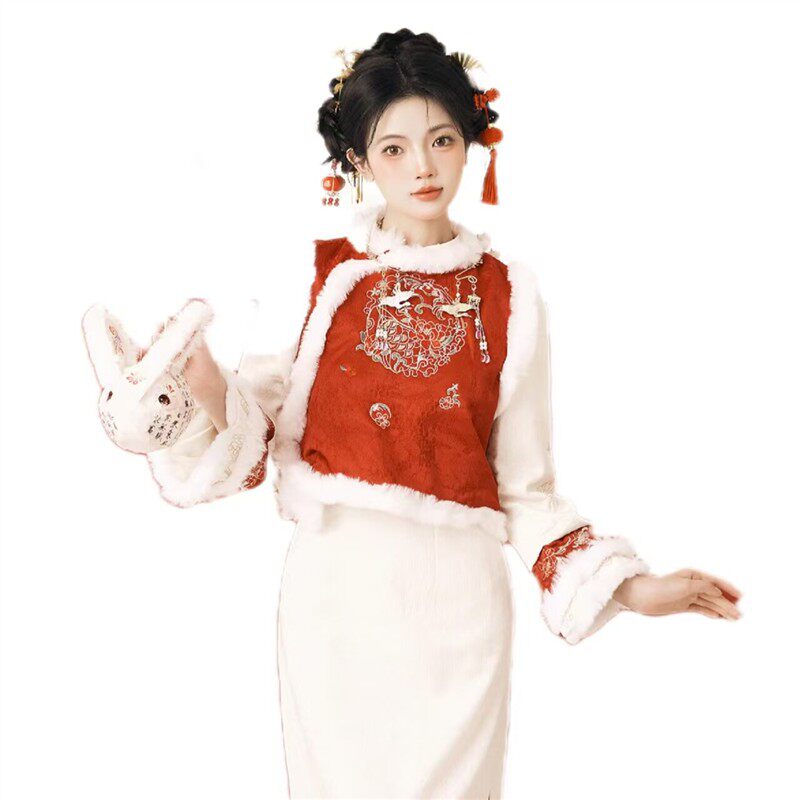2026新款影楼新年国潮汉服改良明制拜年服氛围感少女拍照摄影服装