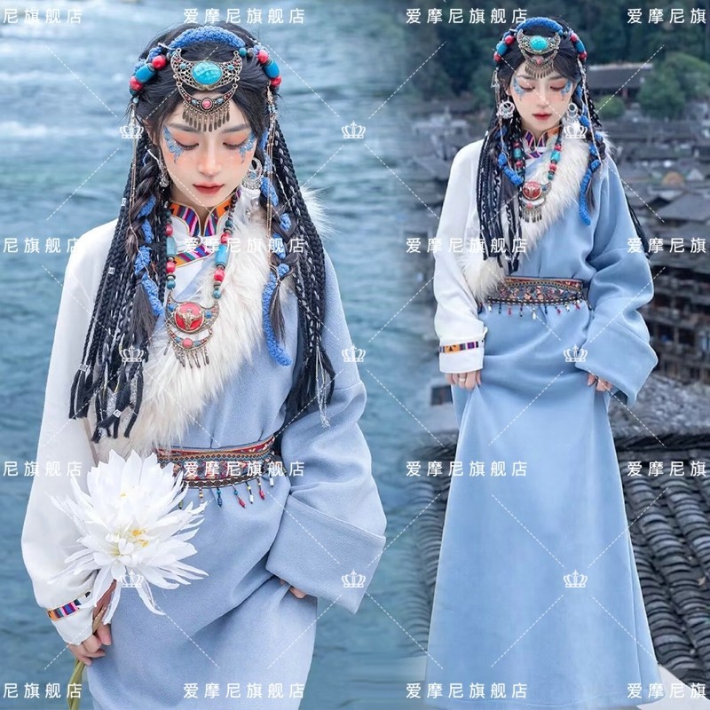 2025新款藏袍藏式网红藏装藏族服装民族舞蹈演出服饰西藏旅拍写真