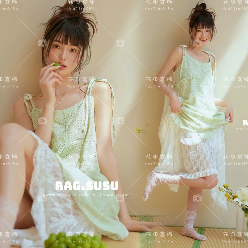 影楼新款主题夏日小清新少女感写真日系甜美氛围感艺术照拍照服装