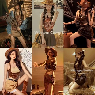 西部牛仔欧美杂志风辣妹写真服装潮拍性感个性日韩摄影主题艺术照