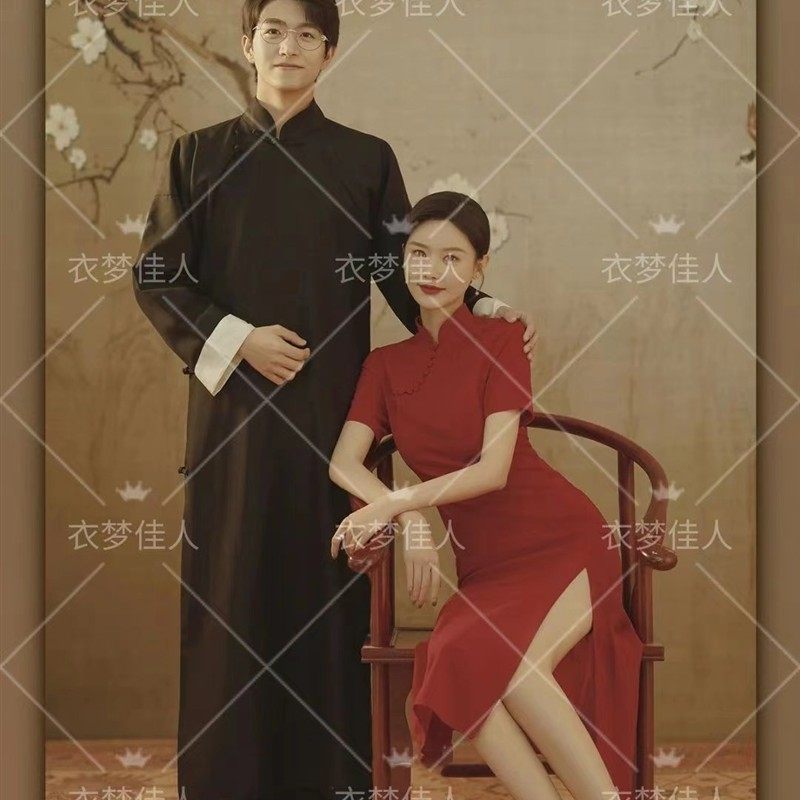 影楼主题摄影民国风复古情侣旗袍艺术照摄影新款时尚礼服写真服装