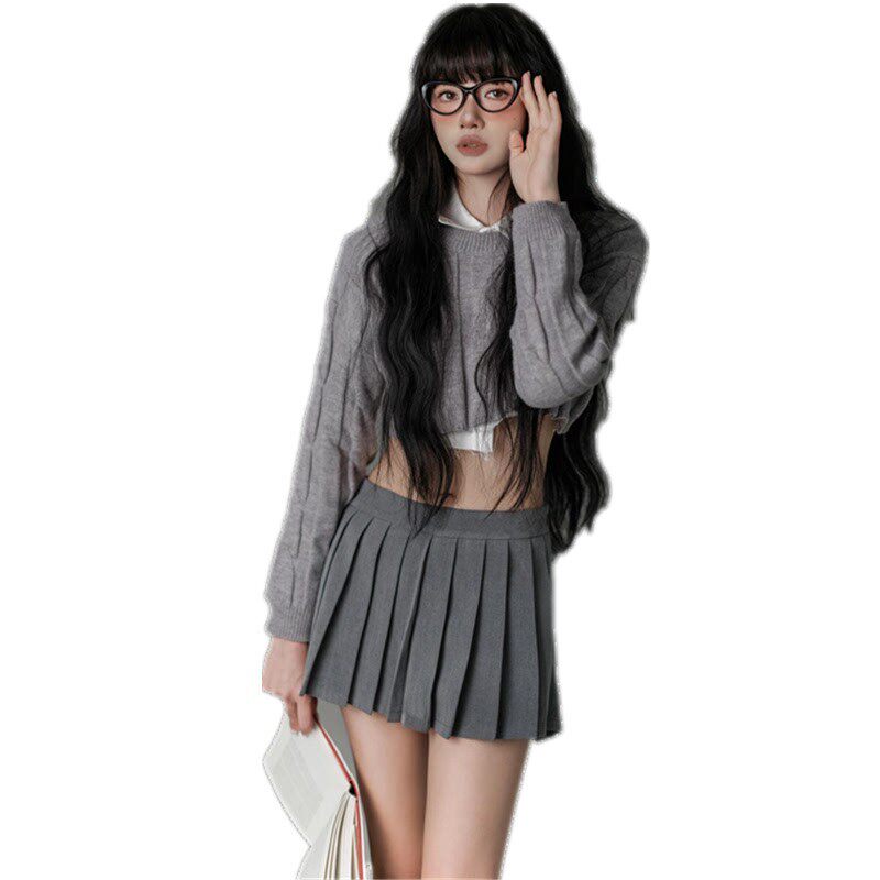 影楼少女主题服装法式室内简约灰色少女个人艺术学生服拍照摄影服
