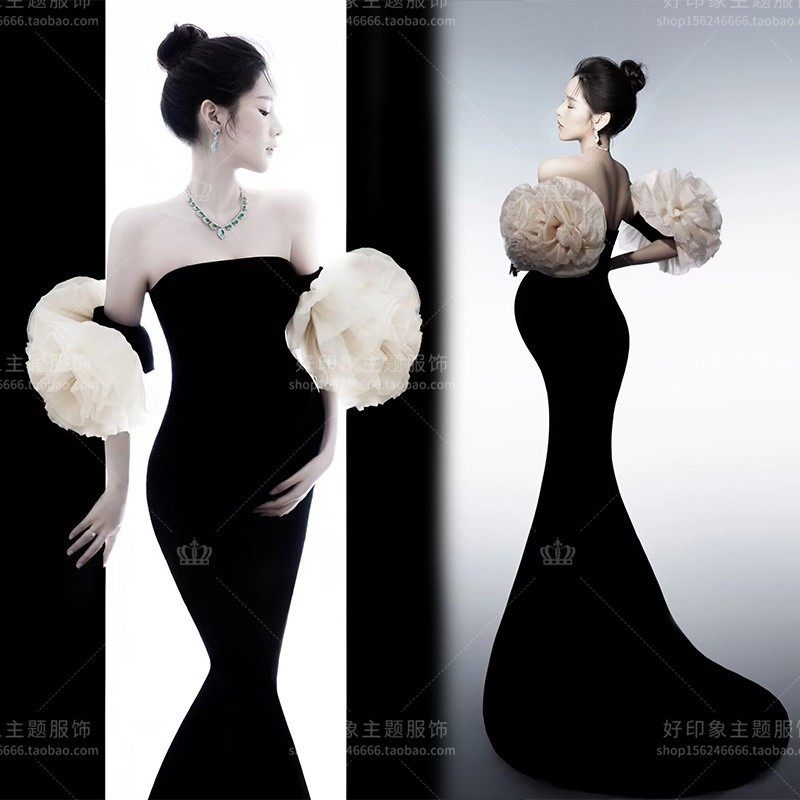 影楼新款孕妇高定服装晚宴展会高级风丝绒礼服孕妈咪写真拍照衣服,男装,其他民族服装,淘宝优惠券,粉丝福利购,淘宝优惠卷