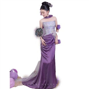 新中式紫色晨袍抹胸高级感敬酒服新娘订婚晚礼服裙女高端轻奢小众