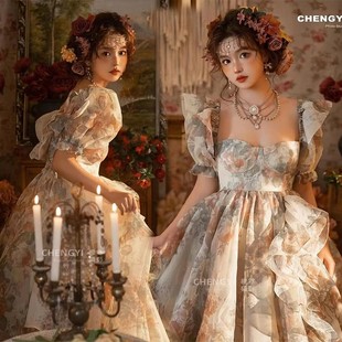 影楼新款法式巴洛克风复古油画风高级感少女艺术照个人写真服装