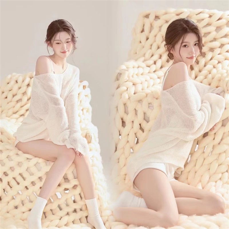 新款韩系纯欲风毛衣写真主题服装时尚唯美女孩私房艺术照摄影服