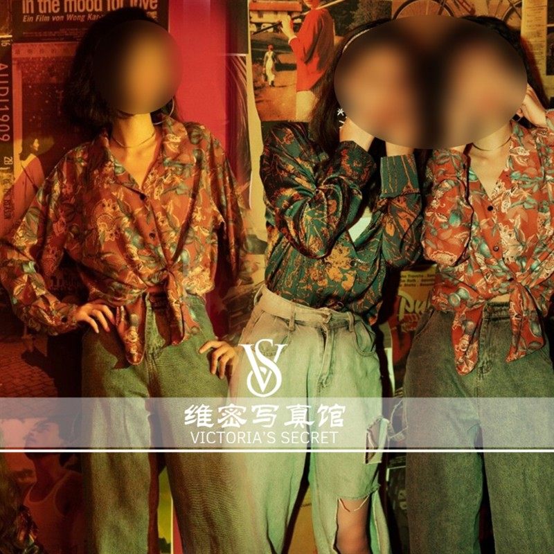 影楼新款80年代复古港风怀旧感艺术照闺蜜拍照摄影服装