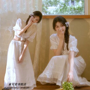影楼两件套长裙气质超仙女森系夏季复古温柔风清新甜美连衣裙显瘦