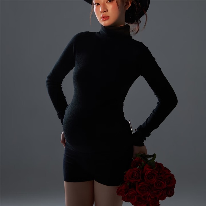 肯豆风孕妇照写真服装照相馆新款酷飒御姐风孕妈咪大肚照摄影在家