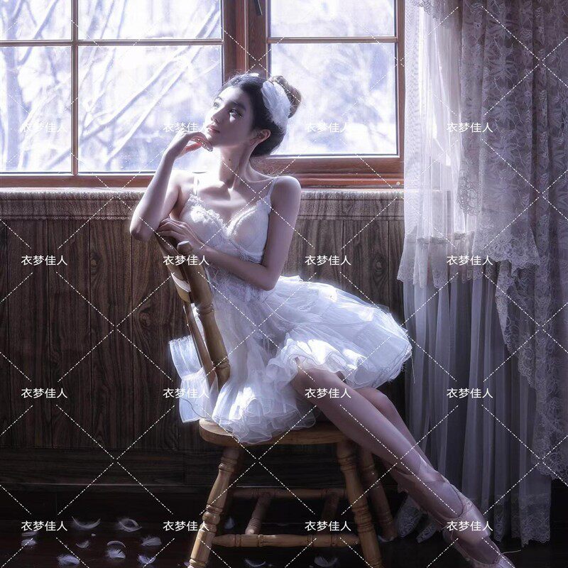 影楼主题服装甜美梦幻芭蕾少女写真天鹅芭蕾舞礼服纱裙舞台演出服