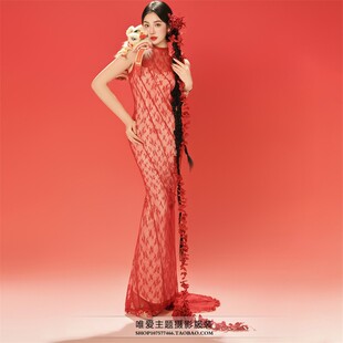 国风复古晨袍礼服新娘敬酒写真 摄影中式 影楼拍照主题服装 高级新款