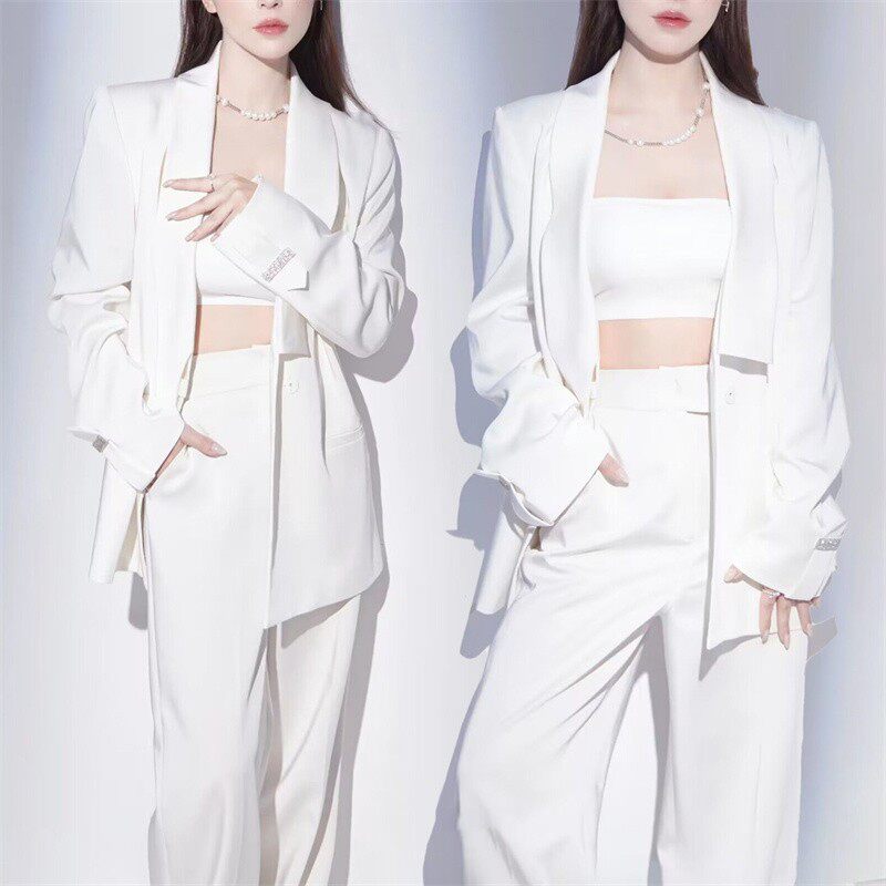 影楼新款白色西装主题时尚杂志个人形象照摄影艺术拍照写真服装