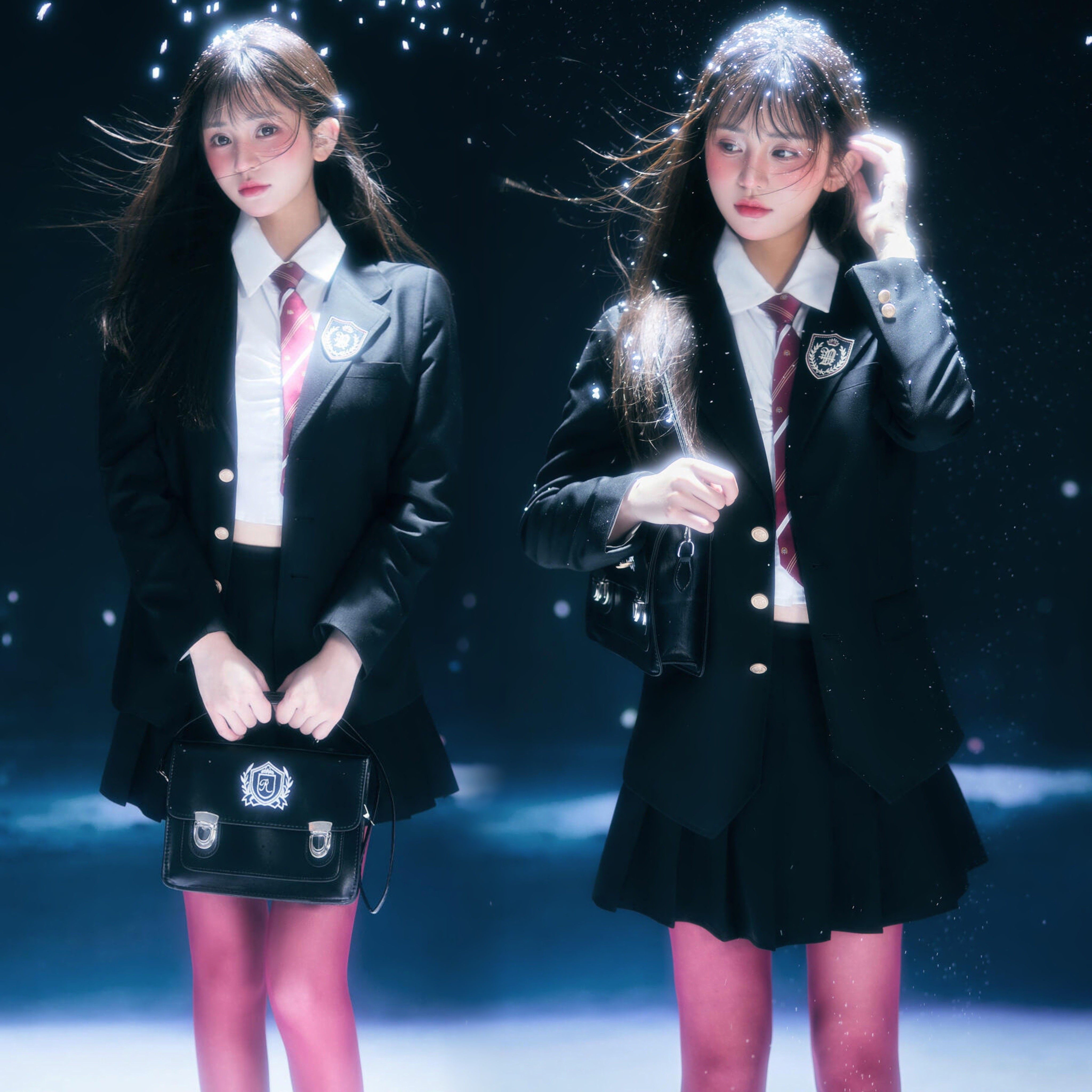 新款影楼学院风JK制服圣诞氛围感可爱少女新年主题艺术照摄影服装