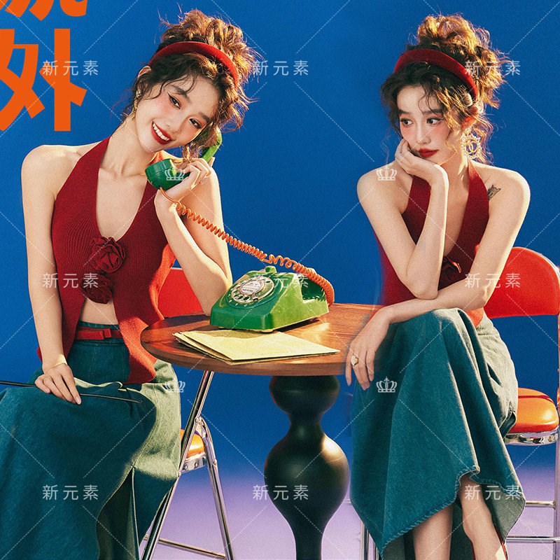 照相馆新款复古港风艺术照摄影服装性感辣妹主题拍照氛围感写真服