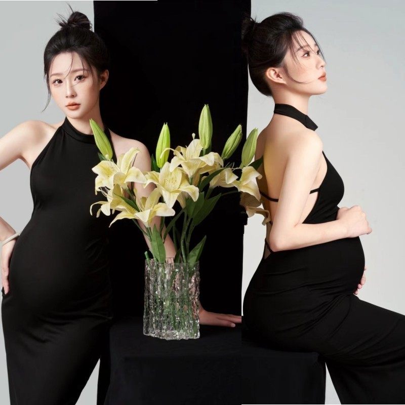 新款孕妇拍照影楼摄影黑色性感露背挂脖吊带连衣裙孕妇照艺术服装,孕妇装/孕产妇用品/营养,影楼服装,淘宝优惠券,粉丝福利购,淘宝优惠卷