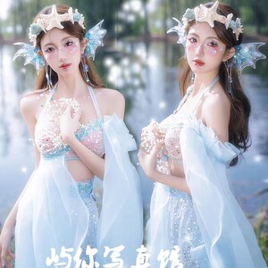 人鱼姬公主西双版纳写真海边森系外景个人旅拍唯美精灵艺术照服装