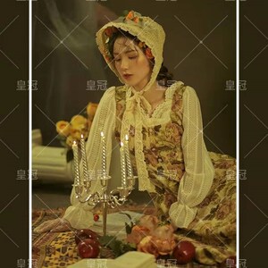 复古怀旧水墨碎花连衣裙写真个人艺术照服森系宫廷风影楼主题服装