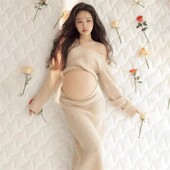 压皱连衣裙冷淡高级艺术拍照摄影 复古新中式 孕妇影楼主题服装 新款