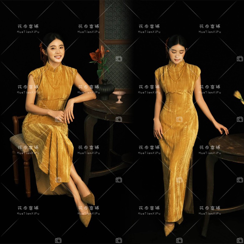 2026影楼国风新中式东方韵味女性温婉复古旗袍国风光影写真服装图片