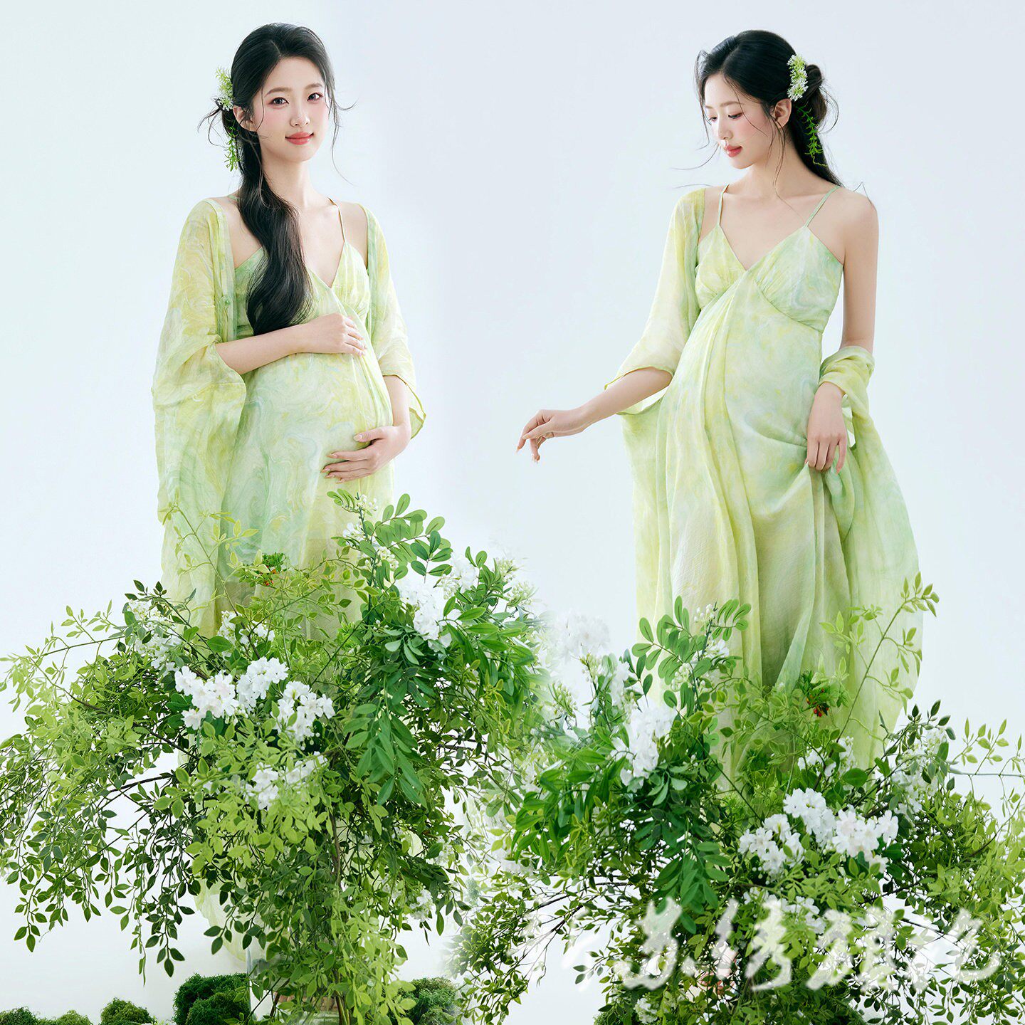 影楼新款孕妇写真复古小清新温柔高级感连衣裙肖像孕妈艺术照服饰
