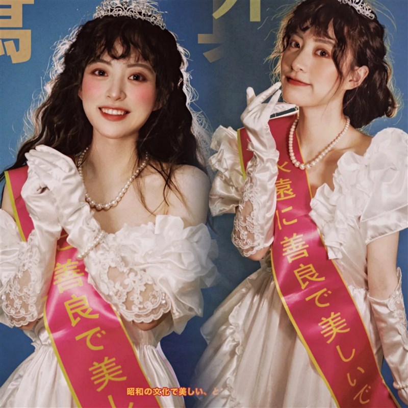 影楼主题复古婚纱昭和少女写真礼服日系绶带公主生日艺术照连衣裙