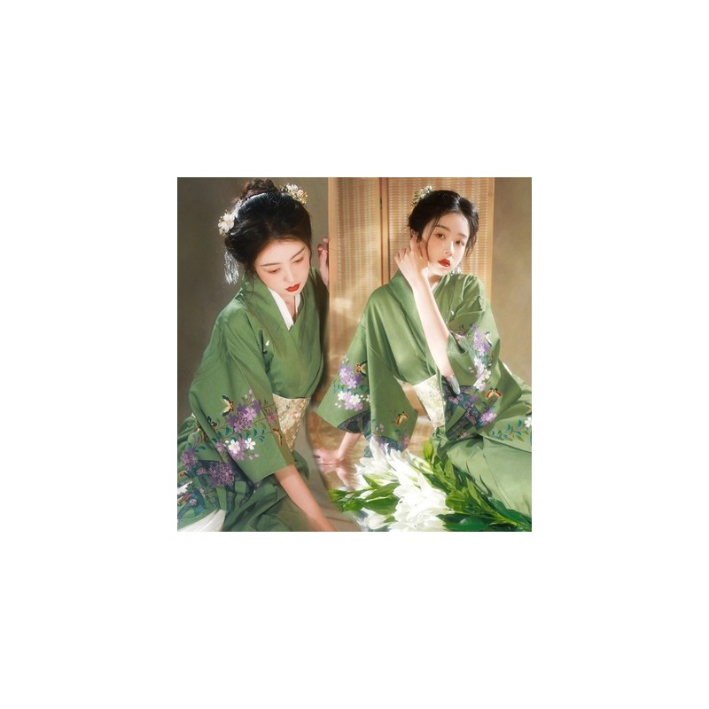 神明少女和服女复古和风小清新樱花改良日式外景摄影写真拍照服装