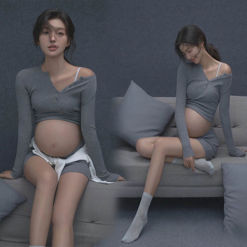 影楼新款孕妇照写真韩系简约纯欲风高级感孕妈咪大肚照摄影服装