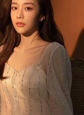 展会新款照相馆艺术照主题礼服唯美小美清新女生写真个人拍照服装