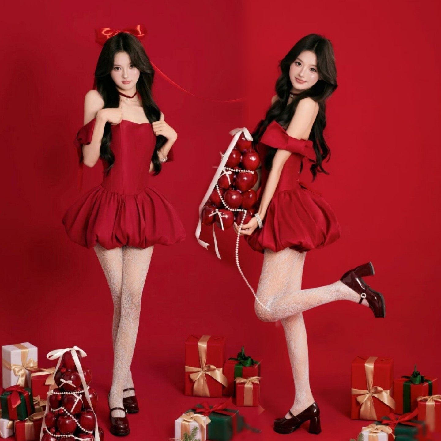 影楼新款圣诞主题氛围纯欲风少女韩系肖像连衣裙艺术照片摄影服装,男装,其他民族服装,淘宝优惠券,粉丝福利购,淘宝优惠卷